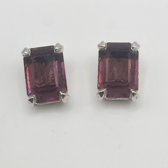 Vintage Christian Dior Earrings Purple Signed Clip Ons - Picture 1 of 8